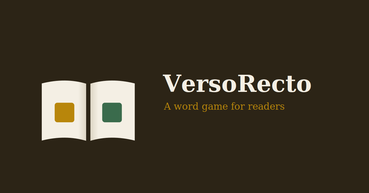 VersoRecto — two book pages with colored word-game tiles